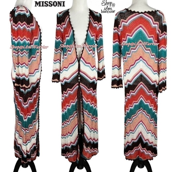 Missoni RARE crochet zigzag chevron long duster cardigan *shop@iamwarrior - Picture 8 of 16